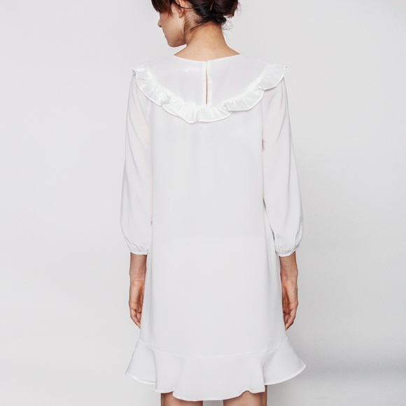 WHITE FLOWY RUFFLE DRESS - Picture 6 of 6